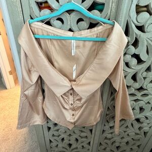 NWT Anthropology Elegant Women's Tan Off-Shoulder Top